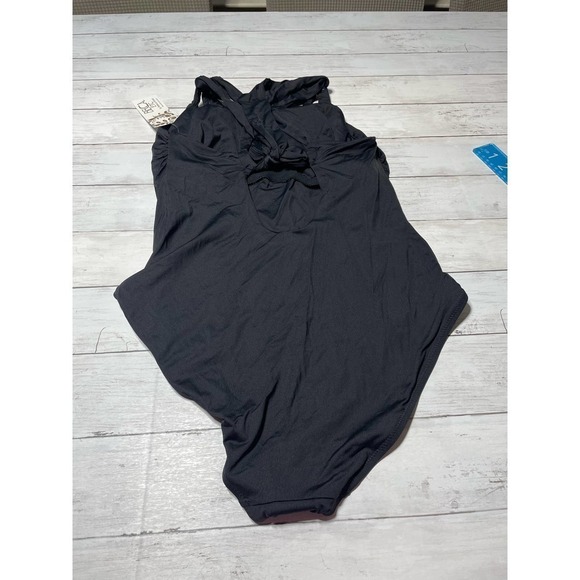 Becca ETC BLACK Plus Size Cross-Back One Piece Swimsuit 0X - Picture 5 of 8